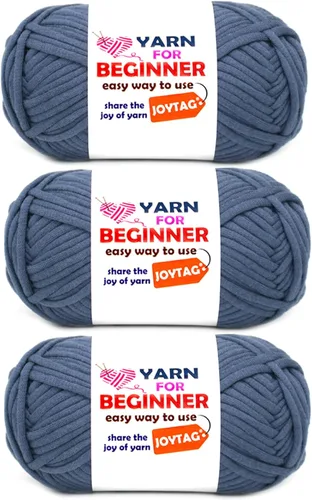 Miniatura 28 de Paquete de 3 hilos de ganchillo de mezcla de algodón y nailon - azul, gris, verde - 3x50g - puntadas fáciles de ver - kit de ganchillo y tejido