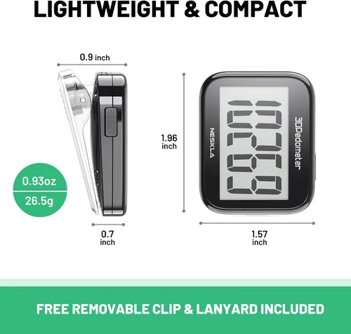 Miniatura 6 de 3D Pedometer for Walking, Simple Step Counter with Large Digital Display, Step Tracker with Removable Clip Lanyard, Accurately Track Steps for Men