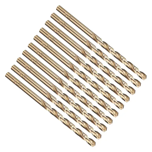 Miniatura 190 de PATIKIL Broca Jobber de 0.039 in, vástago recto M35 cobalto 5% acero de alta velocidad 135° acabado dorado para metal duro de acero inoxidable - 2