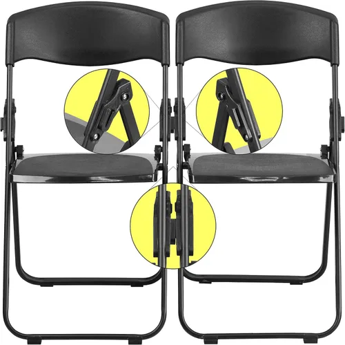 Miniatura 16 de Flash Furniture HERCULES Series - Silla plegable de plástico negro resistente de 500 libras con soportes integrados