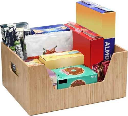 Miniatura 6 de MobileVision Set de Cajas de Almacenamiento de Bambú con Frente Abierto Organizadores de Contenedores para Usar en Cocinas, Despensas, Gabinetes