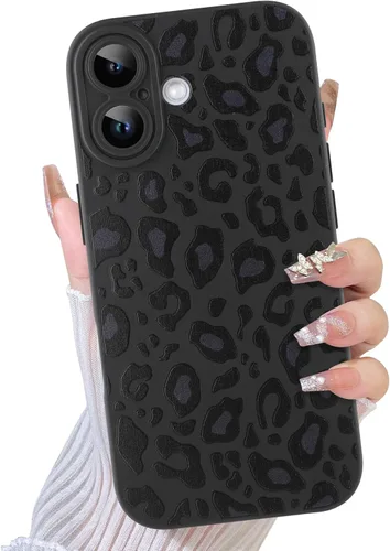 Miniatura 83 de TEAUGHT Compatible con iPhone 11 Funda con patrón lindo estampado de leopardo negro guepardo + protector de pantalla a prueba de golpes, funda