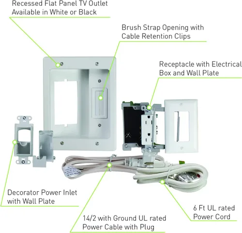 Miniatura 2 de Legrand, HT22U2WHR6 - Kit de alimentación para TV en casa, blanco, 6 pies de longitud, para oficina en casa y teatro