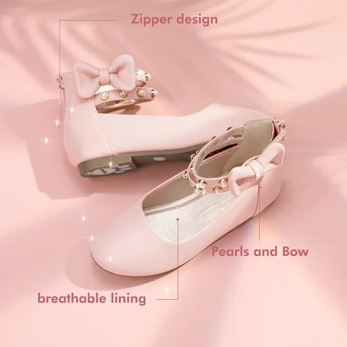 Miniatura 5 de PANDANINJIA Jessica Pearl Bow Ballet Flats Zapatos Doble Tobillo Correa Vestido Bailarina Plana Mary Jane