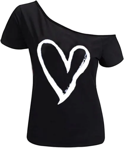 Miniatura 28 de MAGICMK - Camiseta casual para mujer, con estampado de labios y hombro descubierto, talla extragrande