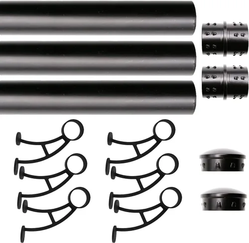 Miniatura 5 de Kit de riel de pie de montaje en barra sólida, tubo de acero inoxidable negro mate con conector interno, soporte de riel de pie de montaje en barra