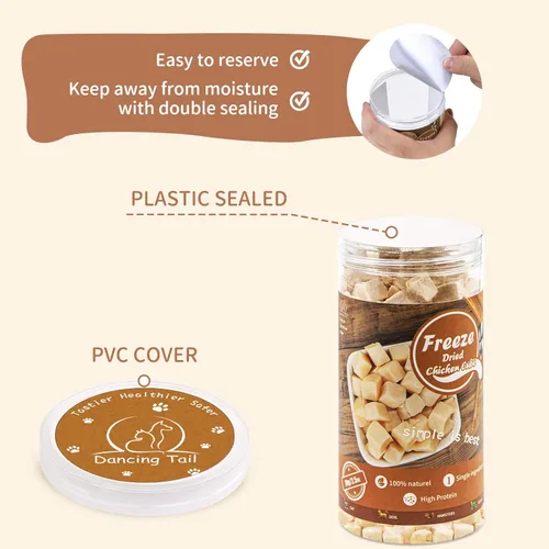 Miniatura 6 de Dancing Tail Golosinas Crudas Liofilizadas para Gatos y Perros, Ingredientes Limitados Saludables Cubos de Pollo Control de Peso Golosinas