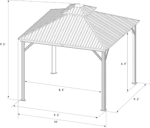 Miniatura 7 de Kozyard Caesar - Cenador de techo rígido de 10 x 10 pies, pabellón permanente de metal con malla y cortinas sombreadas para patio, patio trasero