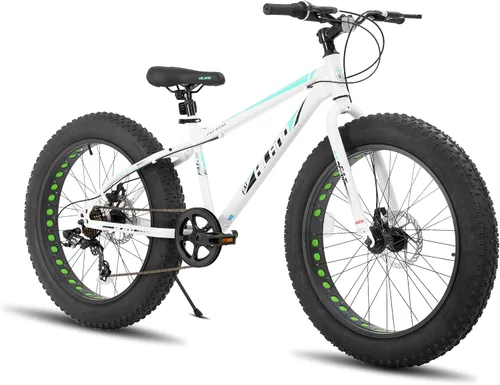Miniatura 12 de Hiland - Bicicleta de montaña con neumáticos gruesos de 20 pulgadas para niños y niñas de 5 años en adelante, Shimano de 7 velocidades, freno de Azul