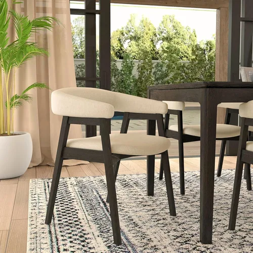Miniatura 2 de Alpine Furniture Cove - Juego de 2 sillas de comedor vintage negras con respaldo curvo, marco de madera de goma maciza, estilo moderno para cocina