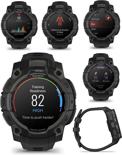 Miniatura 3 de Garmin Instinct 3 45mm, pantalla AMOLED, reloj inteligente GPS resistente para exteriores, bisel reforzado con metal, linterna incorporada, hasta 18