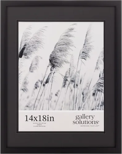 Gallery Solutions - Marco de pared de madera negra de 14 x 18 pulgadas - Calidad premium - Soporte de pared rectangular - Diseño clásico para fotos