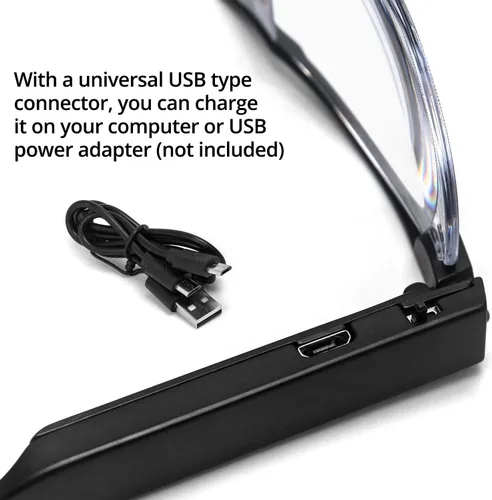 Miniatura 3 de QWORK Lupas con luz LED recargable por USB para mujeres y hombres, anteojos de lectura inteligentes iluminados para leer impresiones pequeñas