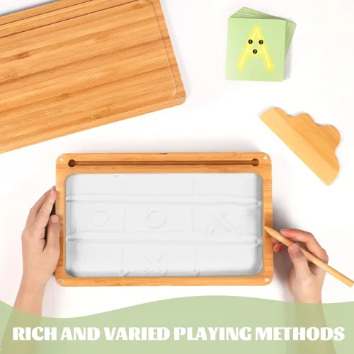 Miniatura 3 de AtMini Bandeja de arena para el aula, bandeja de arena Montessori de madera con tapa para niños que escriben letras y números, imprescindible