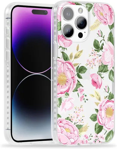 Miniatura 14 de SCORPIFY Funda para iPhone 15 Pro Max con diseño floral de Nemophila azul, bonita funda transparente para teléfono para mujeres y niñas