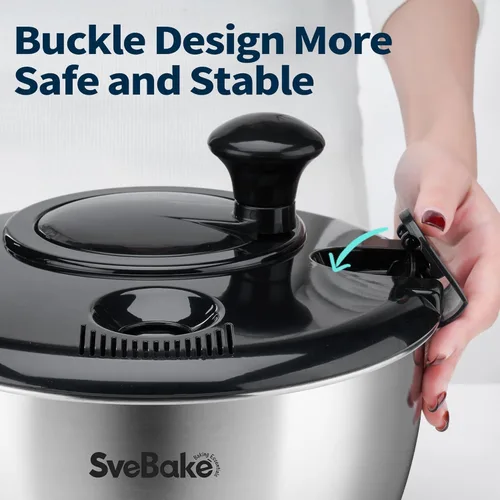 Miniatura 4 de Escurridor de ensalada de acero inoxidable, lavadora de verduras de 4.8 Qt, secador de lechuga sin BPA con diseño de manivela, apto para negro