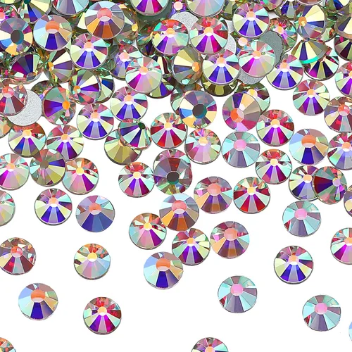 Miniatura 7 de 576 diamantes de imitación de cristal SS30 SS34 SS40 AB, gemas con purpurina y parte trasera plana, diamantes de imitación redondos brillantes