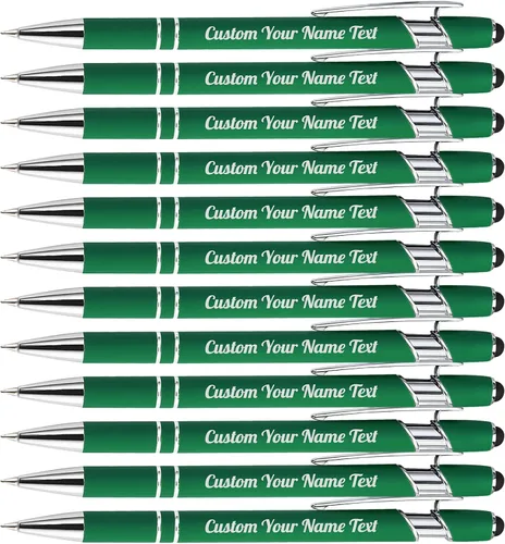Miniatura 91 de 12 bolígrafos personalizados a granel con grabado sin nombre, bolígrafos personalizados con lápiz capacitivo, logotipo de mensaje de texto grabado