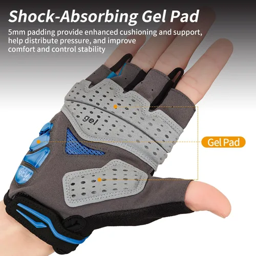 Miniatura 2 de Souke Sports Guantes de ciclismo para hombre con almohadillas de gel, guantes de bicicleta de medio dedo, ligeros, antideslizantes, absorben