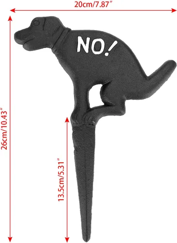Miniatura 2 de JUXYES Paquete de 2 estacas de hierro fundido para el patio de No Pooping Yard, No Dog Allowed Poop Spike Guías de Manguera de Jardín Estaca Negro