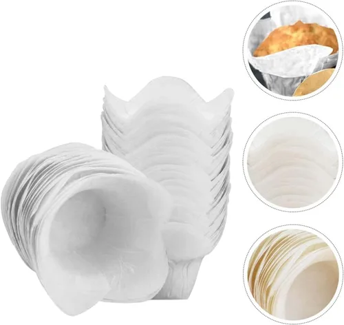 Miniatura 6 de Kichvoe 100 piezas de papel antiaceite para tartas pequeñas, envoltura de muffins, mini tazas de papel para hornear, magdalenas, taza para hornear