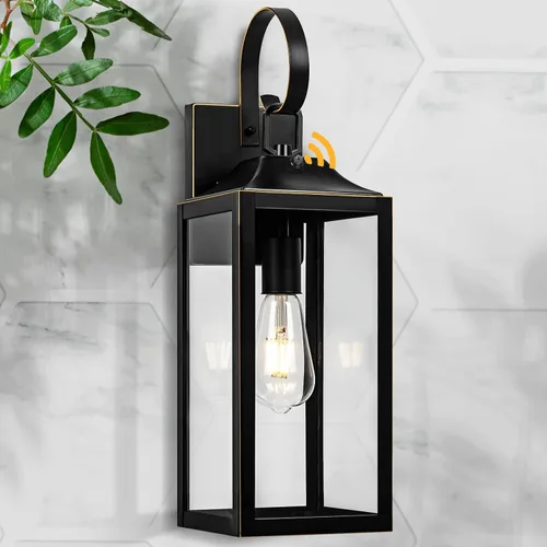 Miniatura 13 de Lámpara de pared grande de 19 pulgadas para exteriores del anochecer al amanecer, luz de porche dorada, linterna de pared para exteriores, lámpara