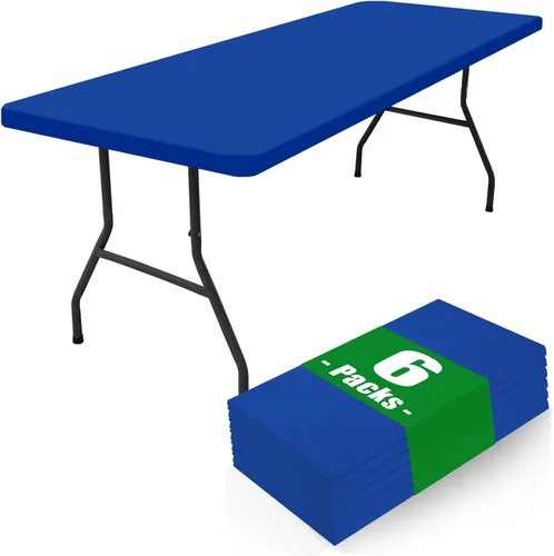 Miniatura 12 de Moosfor Paquete de 6 manteles cuadrados de elastano, manteles elásticos ajustables para pícnic, cubierta de mesa de patio elástica lavable para Negro