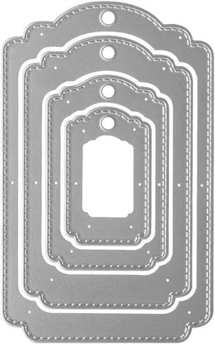 Juego de 4 etiquetas colgantes de metal, 4 unidades/juego de etiquetas de capas troqueladas, plantillas en relieve, molde de plantilla para tarjetas