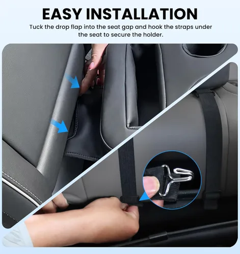Miniatura 3 de Portavasos de Coche Mejorado con Correas de Seguridad Duales, Portavasos para Asiento Trasero de Coche, Portavasos de Camión de Cuero PU