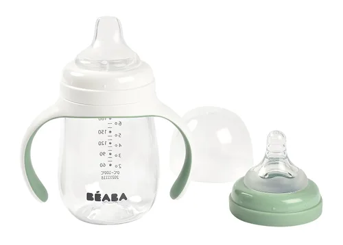 Miniatura 2 de BEABA - Vaso para beber 2 en 1 de transición para beber, antiderrames, incluye asas extraíbles, pezón de silicona para biberón y boquilla suave, 7