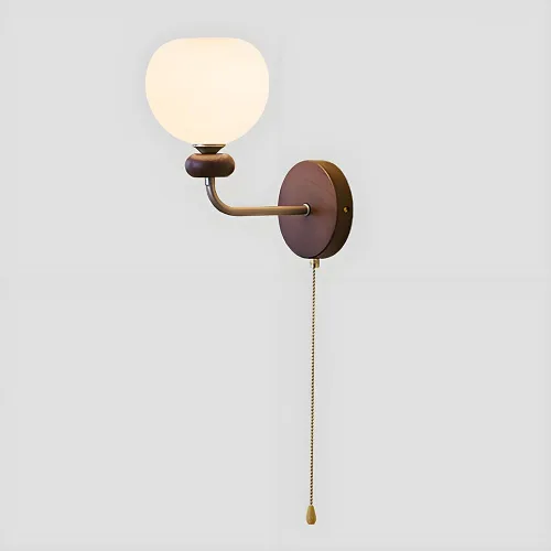 Aplique de pared industrial vintage con base de madera retro, lámpara de cadena con pantalla de vidrio, iluminación de granja para dormitorio, sala