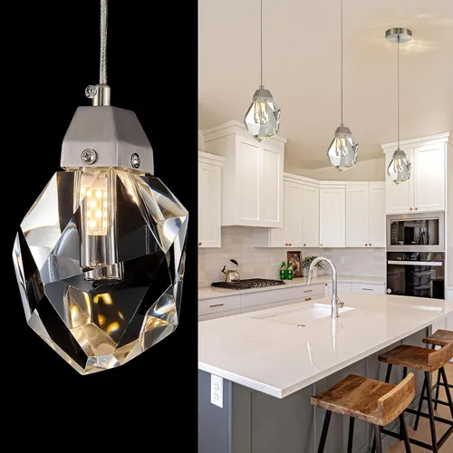 Miniatura 13 de Iluminación colgante negra, lámpara colgante moderna de cristal mini, juego de 3 candelabros ajustables para cocina, isla, comedor, dormitorio