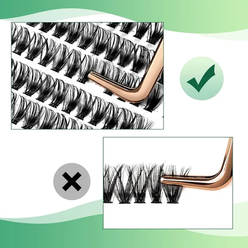 Miniatura 95 de Extensiones de racimos de pestañas 300 piezas, pestañas individuales 40D 0.07D rizado 11mm, para colocar en casa, bandeja grande de volumen
