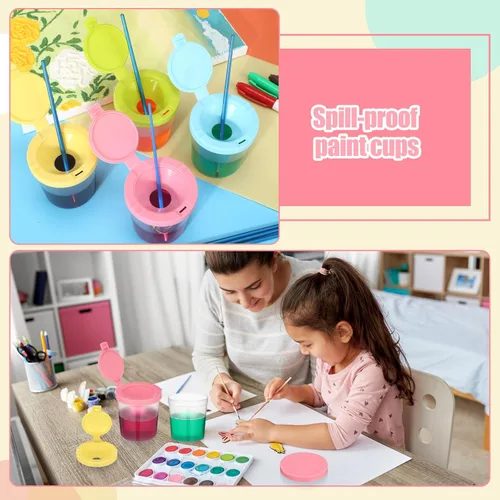 Miniatura 4 de Zonon Juego de 50 vasos de pintura de 6 onzas, antiderrames, con tapas abiertas, suministros de arte para la escuela, aula, estudio de artistas
