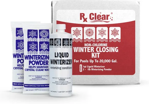 Rx Clear Kit de cierre de invierno | Productos químicos para el invierno sin cloro para piscinas sobre o en el suelo | Abierto a una piscina