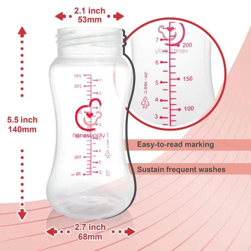 Miniatura 6 de Nenesupply Biberones de almacenamiento de leche materna de cuello ancho de 9 onzas, paquete de 4, biberones de extractor de leche para usar