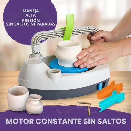 Miniatura 3 de NATIONAL GEOGRAPHIC Rueda de cerámica para niños – Juego completo de cerámica para principiantes, motor de enchufe, 2 libras. Arcilla seca al aire