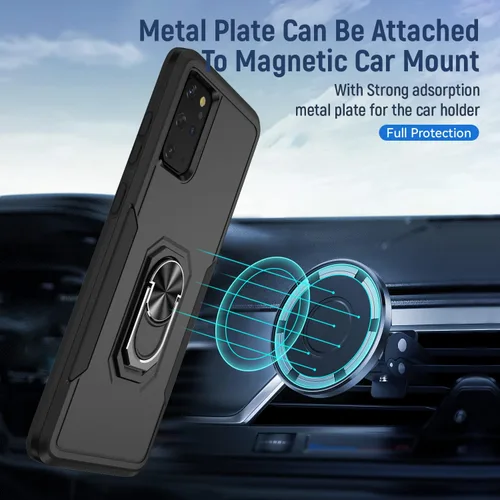 Miniatura 4 de Funda para Samsung Galaxy S20 Plus con soporte, anillo magnético de armadura, resistente funda protectora de grado militar a prueba de golpes