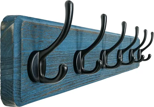 Miniatura 11 de Dseap Perchero de Pared: Moderno, Patentado, Resistente, 17.4" de Largo, Riel Colgador de Madera con 5 Ganchos Dobles para Abrigos de Invierno, Negro