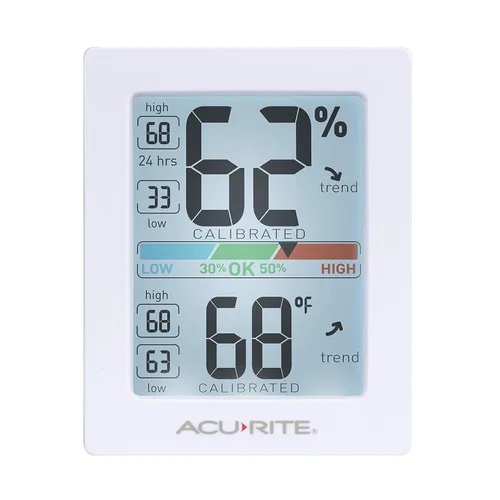 Miniatura 8 de AcuRite Medidor de humedad higrómetro y termómetro digital para interiores con medidor de temperatura y medidor de humedad, termómetro de Blanco