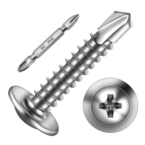 Miniatura 13 de Mywish 200 tornillos autorroscantes negros #10 × 1 pulgada para metal, 410 tornillos de metal negro de óxido de tornillo de acero inoxidable