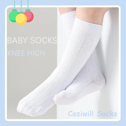 Miniatura 3 de Calcetines altos hasta la rodilla para bebés, calcetines para recién nacidos, calcetines de tubo para niños, calcetines de punto trenzado hasta