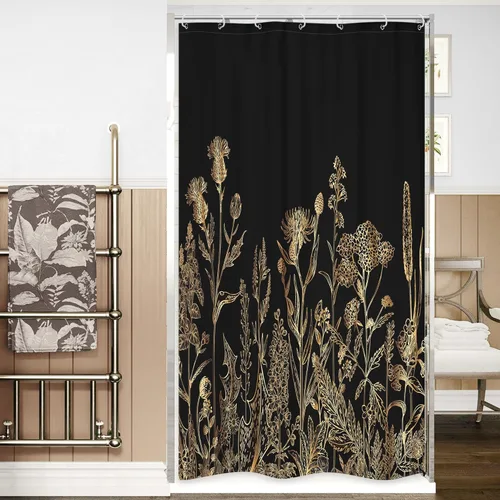 Miniatura 44 de Riyidecor - Cortina de ducha con estampado de flores silvestres para decorar un baño pequeño o una ventana, 36 pulgadas de ancho x 72 pulgadas