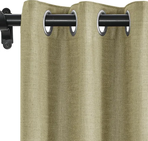 Miniatura 10 de Fcosie Cortinas opacas de lino 100 % opacas de 50 pulgadas de ancho x 63 pulgadas de largo, paneles de cortina con ojales para sala de estar