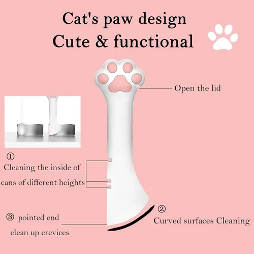 Miniatura 5 de 3 piezas de tapas para latas de comida para mascotas y una cuchara para lata Linda cuchara abridora con forma de pata para comida húmeda de gato