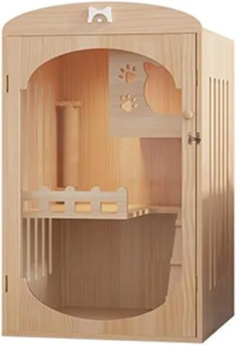 Casa para gatos jaula para gatos Villa pequeña con inodoro de dos pisos para gatos Casa de gato Casa para el hogar Mascota Gatito Gato Villa (Tamaño