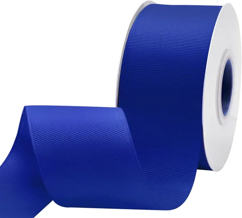 Miniatura 172 de Cinta de grogrén azul real de 1 pulgada x 50 yardas, cinta azul real para envolver, corona, baby shower y otros proyectos 2-Azul real