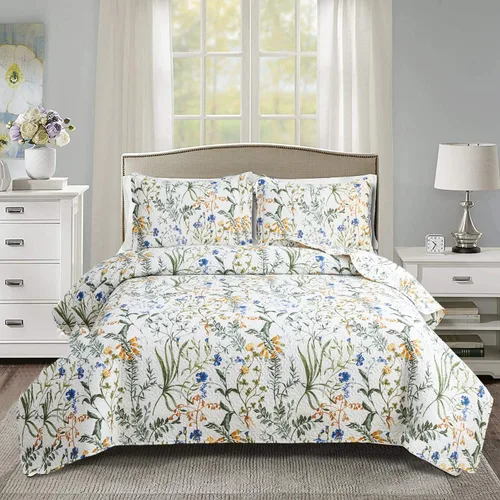 Miniatura 12 de Ycosy Juego de Edredón Floral Tamaño Full/Queen Colcha Reversible de Flores Queen Edredón Ligero de Verano Ropa de Cama Edredones Florales Morados