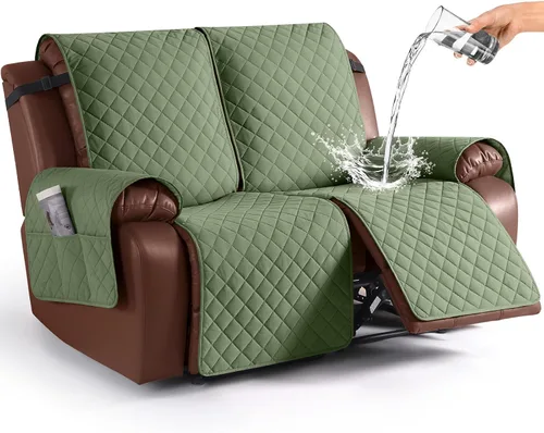 Miniatura 22 de KinCam Funda impermeable para sofá biplaza reclinable, fundas antideslizantes para sofá reclinable de 2 asientos, funda de sofá reclinable