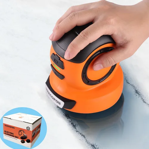 YEECOPON Rascador de hielo eléctrico 3 en 1 para automóviles y hogar - Descongelador de mano inalámbrico, limpiador y pulidor, motor de 500 RPM,